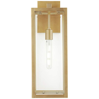 Applique murale de jardin minimaliste moderne en laiton doré avec verre transparent, lampe murale carrée pour patio, villa, jardin, éclairage extérieur