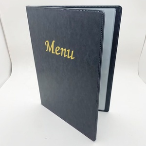 Cubierta de libro A4 Hotel Pu Leather Menu con páginas interiores de PVC Tablero de menú de cuero vegano negro - Product Image 1