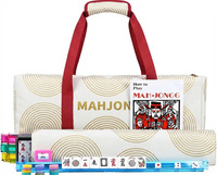 Tas Tangan Bermotif Ubin Mahjong Retro Tas Bahu Lipat & Portabel Kain Oxford Kokoh Tas Penyimpanan Aksesori Mahjong