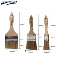 Pinceau plat industriel en poils de sanglier pur de 2 pouces pour peinture à l'eau, manche en bois, outil professionnel pour le travail du bois et le vernissage, bricolage