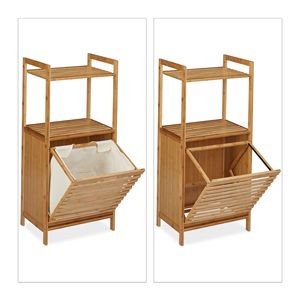 Cesto Portabiancheria in Bambù con Scaffale a 2 Livelli e Cesto Portabiancheria Staccabile per <span class=keywords><strong>Bagno</strong></span> - Product Image 3