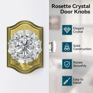 Poignée de porte en verre Calzibeno, laiton antique, cristal, design vintage, poignée de porte intérieure, installation facile - Product Image 2