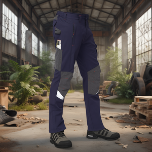 Pantalon de travail style léger Ttake, bleu foncé, avec poches et genoux renforcés pour usage industriel - Product Image 3
