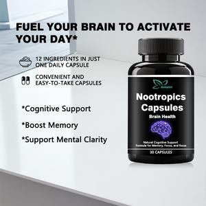 Proveedor Suplemento de cerebro personalizado Cápsulas de refuerzo de cerebro Suplementos para Focus Good Memory Nootropics Cápsulas Píldoras - Product Image 3