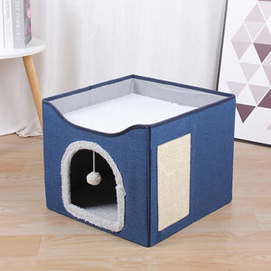 Cama Cueva Plegable Multifuncional para Gatos Chengjun de 41*41*35CM, Tela de Lino Moderna y Ecológica, Extraíble, Lavable y Antiarañazos - Product Image 1