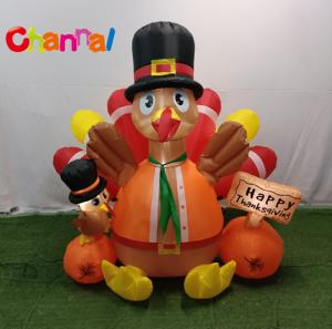 Pavo Inflable de Acción de Gracias con <span class=keywords><strong>Calabaza</strong></span> y Luces LED, Decoración Inflable para Jardín Exterior para Festivales - Product Image 1