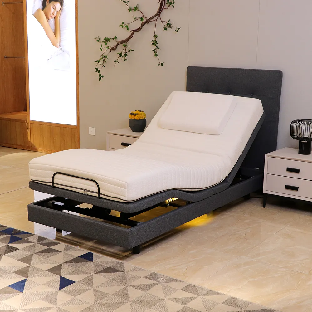 Muebles inteligentes personalizados, marcos de cama ajustables eléctricos de tamaño individual o doble, Motor silencioso, cama de elevación eléctrica para hogar y Hotel