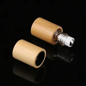 Wholesale 3ml 5ml 10ml Perfume Roll On Bottle Bamboo Fancy Essential Oil Roller Bottles for Cosmetic Serum