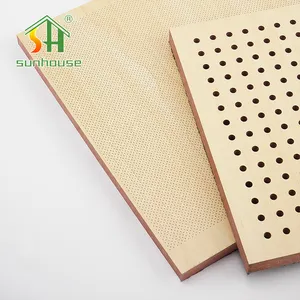 Wholesale Natural Veneer Wooden Polyester Oak Soundproofing Panels Indoor Perforated Wooden Sound Absorption Panel