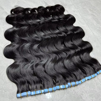 Extensions de cheveux humains vierges Remy 100% naturels, qualité 12A, brésiliennes, non traitées, super double drawn, ondulées, à bandes adhésives