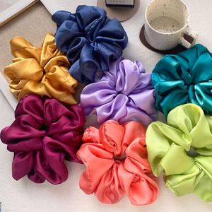 New Satin Solid Scrunchies Big Rubber Ties Elastic Girls Women Head Bands Ponytail Large Intestine Ring Hair Accessories - Product Image 2