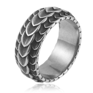 Men's <b>Titanium</b> Steel Dragon Scale <b>Ring</b> Silver Color Animal Pattern Fashion Jewelry Gift 24048 - Product Image 4