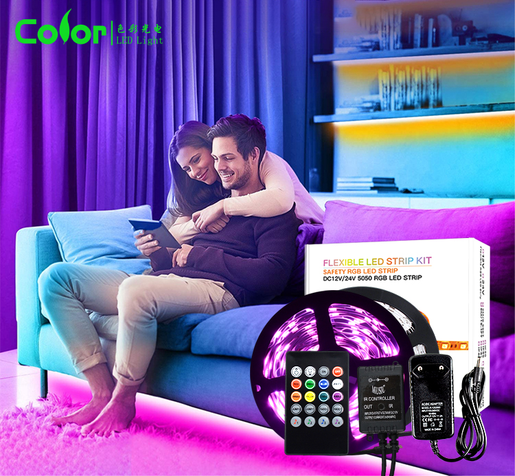 Customized SMD5050 10m Long WS2811 digital rgb LED Strip Kit LC8806 waterproof RGB 24key LED strip kit