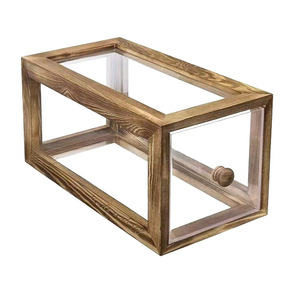 Transparent Wooden Bread Box Rectangle With Glass Door Storage Container For Bread And Pastries <b>Kitchen</b> Use - Product Image 5