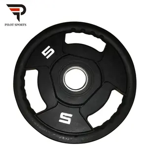 TPU Material Three Grip Commerical Barbell Weight Plate Urethane Plate