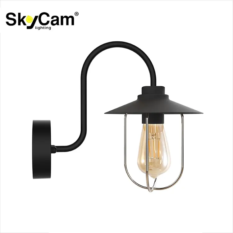 SkyCam Small Package Size Vintage Wall Light E27 Base Black Industrial Wall Sconces For Bedroom Room Study