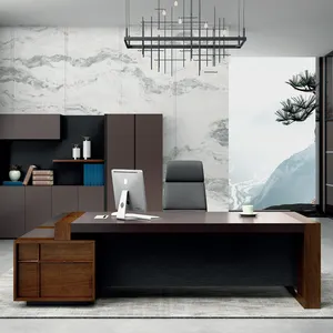 Foshan OFFICE FURNITURE customized Veneer office table L Shape executive desk Luxury modern office desk