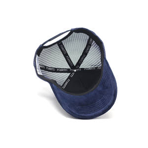 2025 Sombreros de camionero de 5 paneles Sombrero de camionero con logotipo impreso bordado de terciopelo azul marino personalizado - Product Image 6