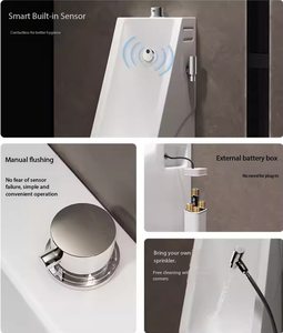 <span class=keywords><strong>Urinoir</strong></span> mural carré compact avec <span class=keywords><strong>pistolet</strong></span> de pulvérisation, fonctionnement manuel et automatique, en céramique, pour hommes, unité de petite taille. - Product Image 3