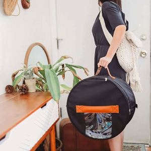 BSCI Factory Waterproof Pop up Large <b>Hat</b> Travel Case Collapsible <b>Hat</b> <b>Box</b> Storage Bag Organizer with Leather Handle - Product Image 6