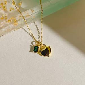 Shama Gems Jewels - Collar con Colgante de Corazón Hecho a Mano en Plata de Ley 925 con Piedra de Nacimiento, Chapado en Oro y Circonita, Colgantes Finos para Compromiso - Product Image 3