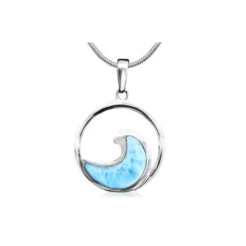 Cute Animal Cat 925 Sterling Silver Jewelry Blue Natural Larimar Pendant