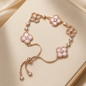 Pink Flower 18K Gold Plated Stainless Steel <b>Bracelet</b> Versatile Fashionable <b>Bracelet</b> - Product Image 4