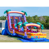 Toboggan aquatique gonflable commercial double piste de 20 pieds avec piscine intégrée et château gonflable