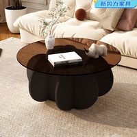 Table Basse de Luxe en Verre Trempé, Design Moderne, Minimaliste et Contemporain, avec Cadre en Bois pour Salon, Bureau à Domicile ou École
