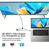 Concentrateur USB C 8 en 1 Station d'Accueil Multiport Type-C avec HDMI 4K USB 3.0 RJ45 SD TF Adaptateur de Charge USB-C PD, Hub USB C à 8 Ports
