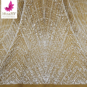 Vải ren lưới đính sequin, hạt cườm và ngọc trai cao cấp HY2206 dành cho váy cưới phong cách châu Âu - Product Image 3