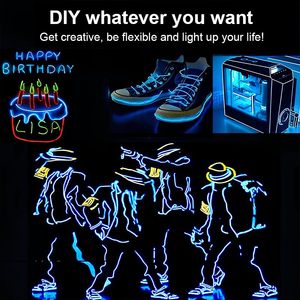 Tira de Luz LED de PVC Azul Neonawall, Portátil, con Cable EL, Funciona con Batería, Cortable a 360°, Luz de Cuerda Personalizable en Color para Fiestas - Product Image 6