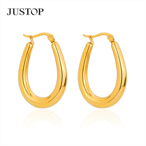 Trending <b>Hook</b> Hoop <b>Earrings</b> 18K Gold Plated Stainless Steel Hypoallergenic Women's Fashion Jewelry - Product Image 3