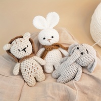 Adorable poupée animal en crochet faite à la main, éléphant, lion, lapin tricoté, jouet pour nouveau-né, cadeau de naissance, peluche douce en fil.