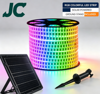 Bande lumineuse LED solaire intégrée pour extérieur, étanche IP65, avec panneau solaire intégré et télécommande pour la décoration du jardin et du patio