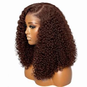 Parrucca Lace Front Marrone <span class=keywords><strong>Mogano</strong></span> con <span class=keywords><strong>Capelli</strong></span> Umani Ricci Afro Ondulati Profondi, con Riga Laterale, Pre-Piumata, Baby Hair, Senza Colla, HD Lace 13x4 - Product Image 3