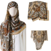 NOUVEAU Foulard carré imprimé floral ethnique en mousseline de soie, style hijab malaisien, pour femme, 130x130cm