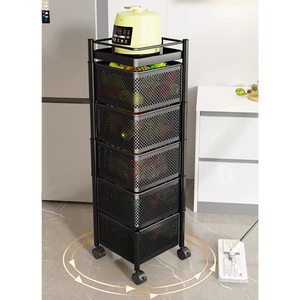 Metal Household Kitchen Organizer <strong>Storage</strong> Rack with Rotating Moving Stand for Fruit <strong>Vegetable</strong> <strong>Storage</strong> - Product Image 4