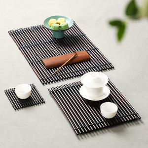 Alfombrilla de té de bambú hecha a mano, rectangular, estilo chino tradicional, para uso en el hogar y la oficina, alfombrillas y almohadillas - Product Image 3