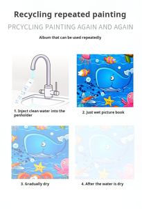 Libro di disegno magico dell'acqua riutilizzabile libro di pittura riutilizzabile libro da colorare acqua magica - Product Image 6