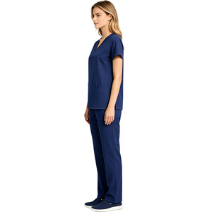 Daoyi Medical Scrub Set Women's Polyester Blue V-Neck Uniforms for Hospital Workwear - Product Image 1