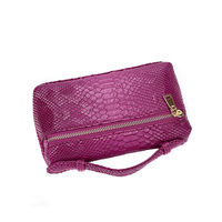 Sac de toilette de voyage de luxe pour femmes en cuir véritable avec broderie et fermeture éclair