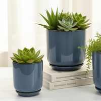 Kit de pot de fleurs en céramique, pot en terre cuite verni bleu pour jardin extérieur, pot pour plantes, pot en céramique personnalisé pour la plantation