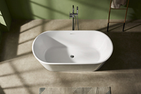 Baignoire autoportante en acrylique MC8006 blanche avec fonction de trempage profond, design écologique, forme ovale pour salles de bain d'appartements et d'hôtels