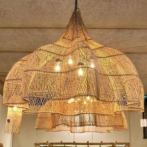 Lustre en rotin <span class=keywords><strong>rustique</strong></span> moderne fait à la main pour bureau à domicile hôtel Restaurant salon salons de thé séjours chez l'habitant avec interrupteur de commande - Product Image 5