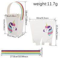 Boîte en papier avec poignée pour cadeaux et friandises sur le thème de la licorne, boîtes à pop-corn et bonbons pour fête d'anniversaire ou baby shower