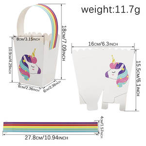 Boîte en papier avec poignée pour cadeaux et friandises sur le thème de la <span class=keywords><strong>licorne</strong></span>, boîtes à <span class=keywords><strong>pop</strong></span>-<span class=keywords><strong>corn</strong></span> et bonbons pour fête d'anniversaire ou baby shower - Product Image 2