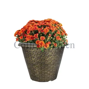 Coffco pot bunga plastik tenun 12 inci, perlengkapan taman rumah untuk dalam ruangan & luar ruangan taman tanaman