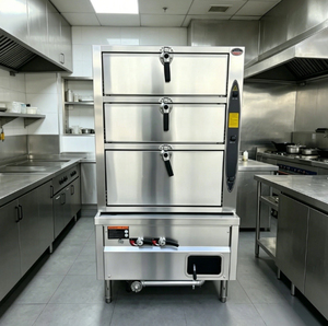 Vaporera Comercial de 3 Puertas a Gas para Mariscos, Gabinete de Vapor de Acero Inoxidable de 3 Niveles para <span class=keywords><strong>Restaurante</strong></span> y Hotel - Product Image 1