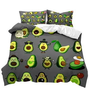 Vendita calda 100% poliestere 3D stampato avocado biancheria da letto Set